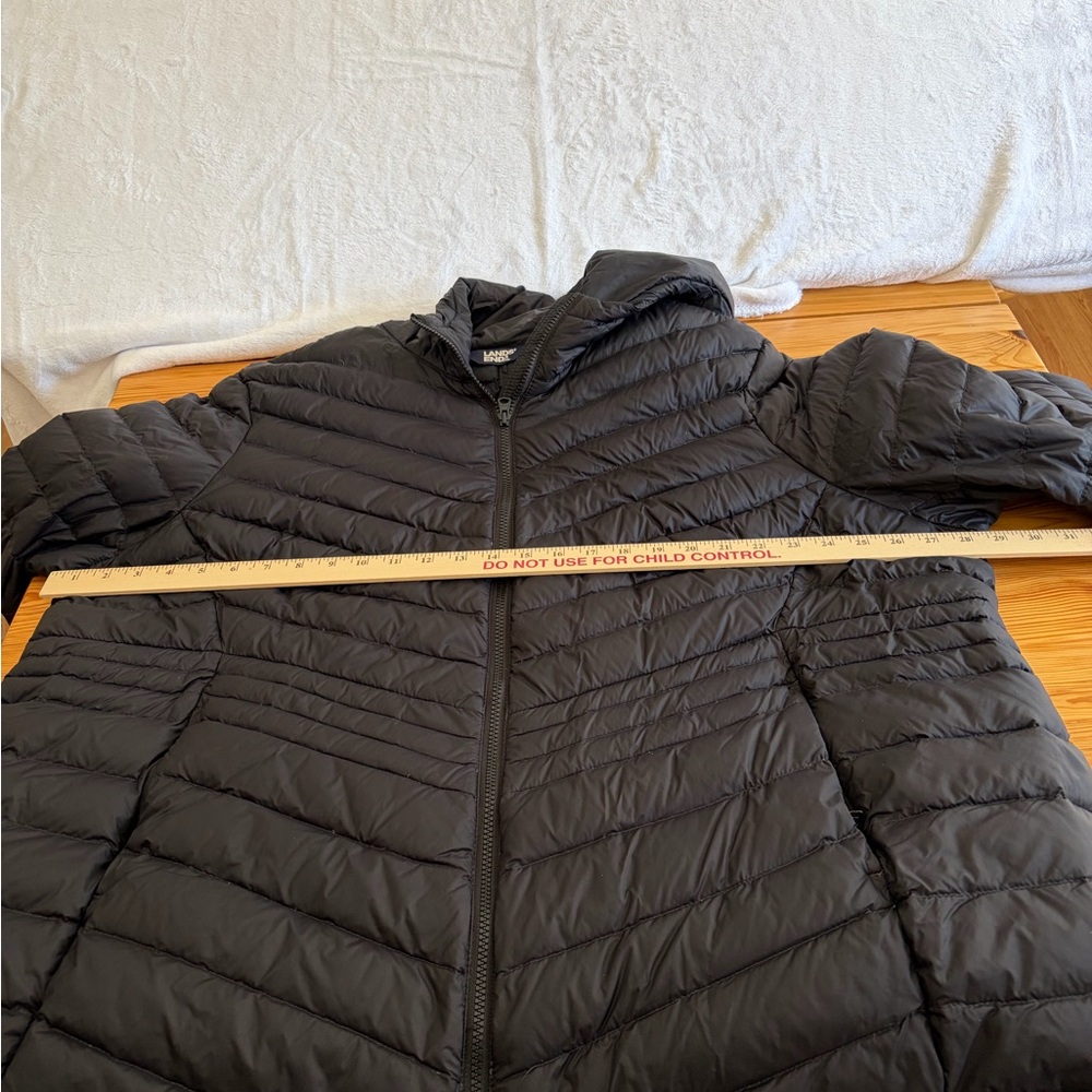 Lands End Wanderweight Down Puffer Jacket Womens 3X Black Hooded Packable - Picture 11 of 16